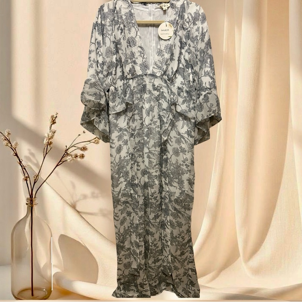 POL Elegant Floral Organza Maxi Dress Boho Elegance - Picture 11 of 11